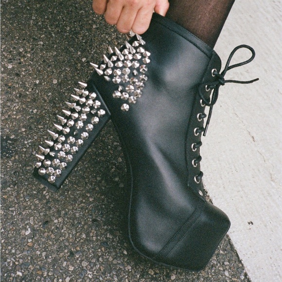 Jeffrey Campbell litas spike leather heels lace boots - Picture 2 of 9